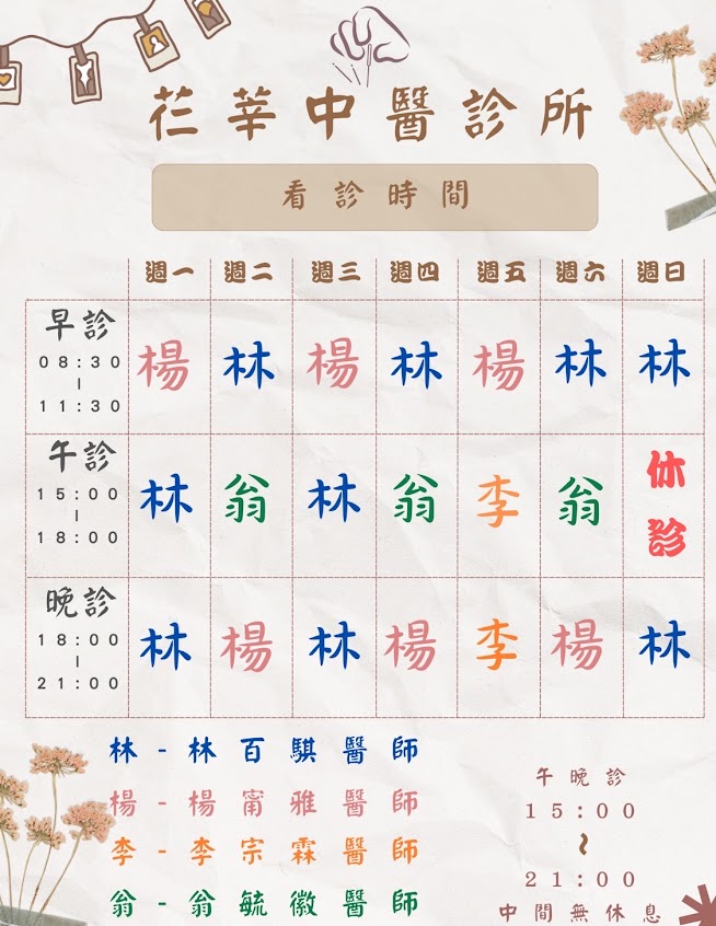 芢莘中醫診所(林百騏院長、楊甯雅醫師、翁毓徽醫師)(三伏貼、針灸、小兒治療)